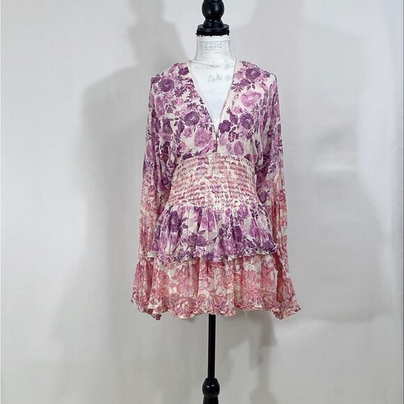 HEMANT & NANDITA Floral Ruffle Minidress size M - Picture 6 of 13